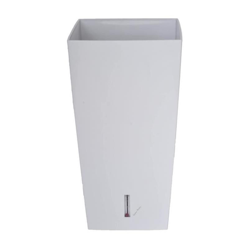 Pot de fleurs carré Eva New - 28 x 28 x H 52 cm - Blanc