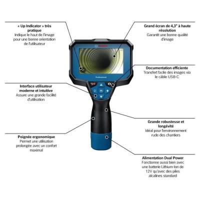 Caméra d'inspection Bosch Professional GIC 12V-4-23 C - Idéale pour détecter les matériaux