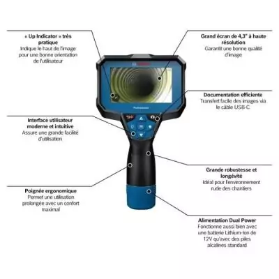 Caméra d'inspection Bosch Professional GIC 12V-4-23 C - Idéale pour détecter les matériaux