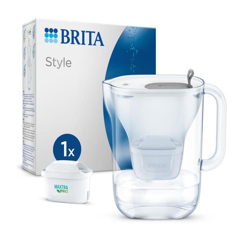 Carafe filtrante BRITA Style grise (2,4L) avec MAXTRA PRO : pureté garantie