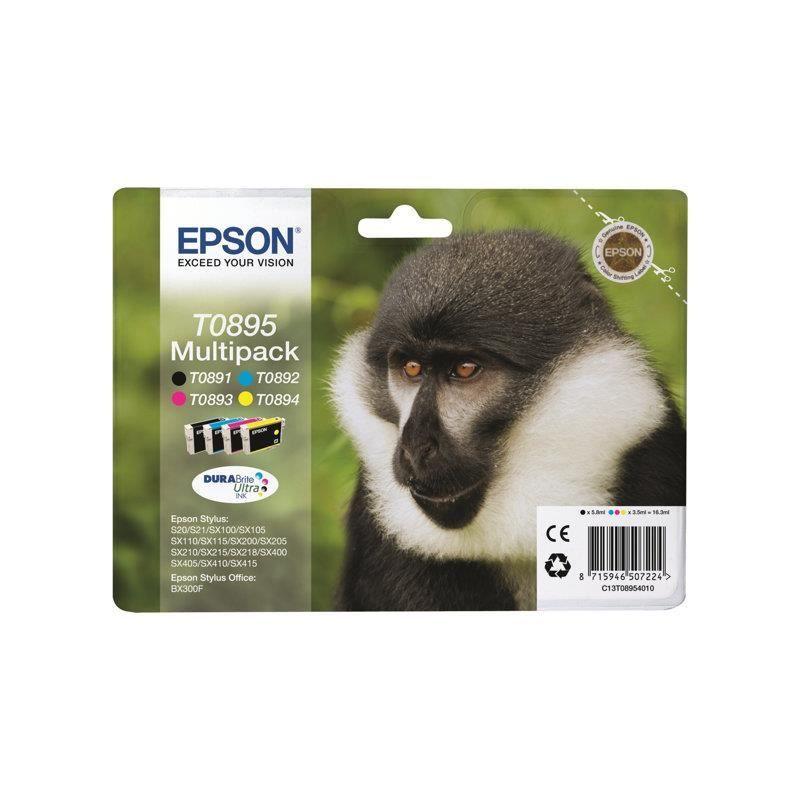 Encre EPSON Multipack T0895 - Noir, Cyan, Magenta, Jaune (C13T08954020)
