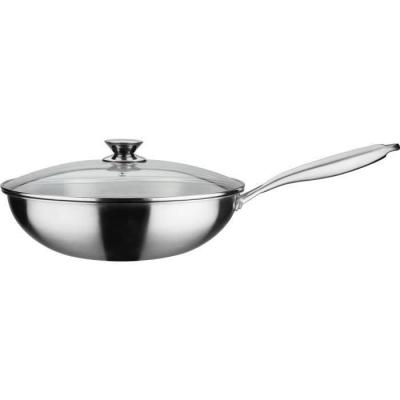 Poêle Wok Pro 32 cm - Fond 3-PLY - Inox - Induction