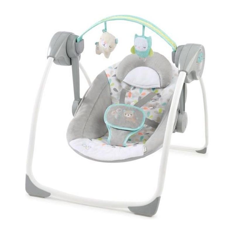Balancelle électrique pliable avec arche de jeu - Réglages balancement, minuterie - Foret