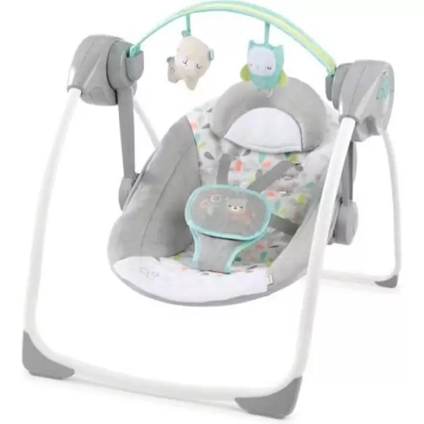 INGENUITY Transat pour bébé balancelle électrique pliable - Foret - Arche, jouets amovible, réglages balancement, minuterie