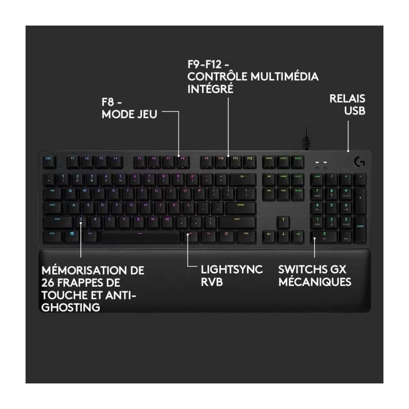 Clavier gamer Logitech G513 - RGB Mécanique - Noir