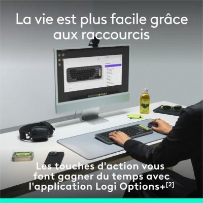 Clavier Logitech Sans Fil Pop Icon Keys AZERTY Graphite