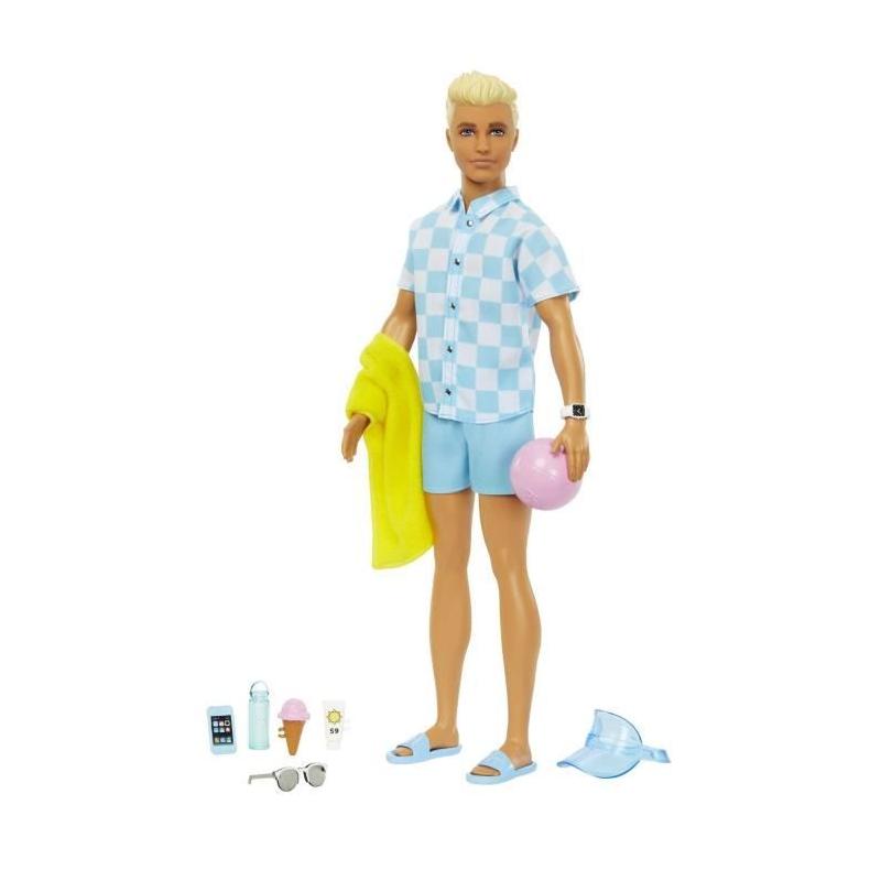 Poupée Barbie-Ken Blonde: Short de Bain et Accessoires Plage
