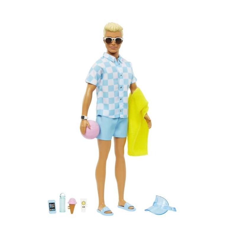 Poupée Barbie-Ken Blonde: Short de Bain et Accessoires Plage