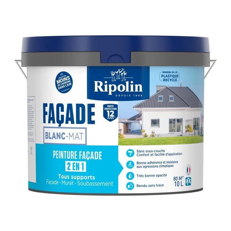 Peinture façade classic 2 en 1 - RIPOLIN Blanc Mat 10L