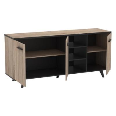 Buffet contemporain Wayne en chêne brossé et noir mat - Made in France