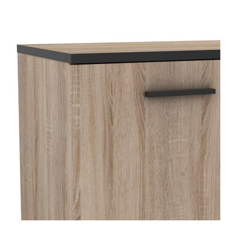 Buffet contemporain Wayne en chêne brossé et noir mat - Made in France