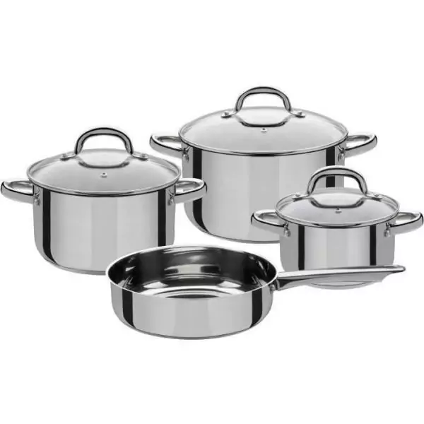 Batterie de cuisine 4 pcs - GSW - MONTREAL - 3 marmites et 1 poele - Induction - Acier inoxydable
