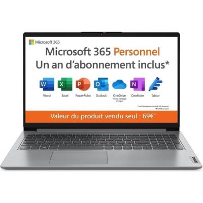 PC Portable LENOVO IdeaPad 1 15IGL7 | Windows 11 + Office - 15,6'' FHD