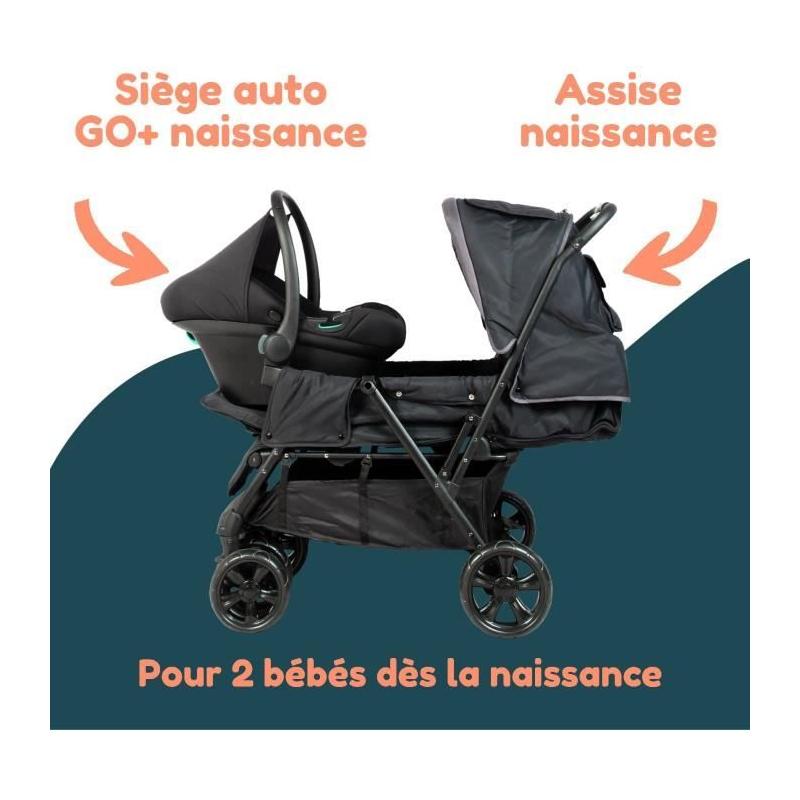 Poussette double jumeaux BAMBISOL: Combiné Poussette + Siège Auto I-size
