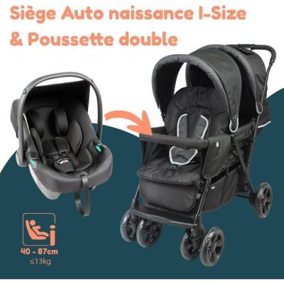 Poussette double jumeaux BAMBISOL: Combiné Poussette + Siège Auto I-size
