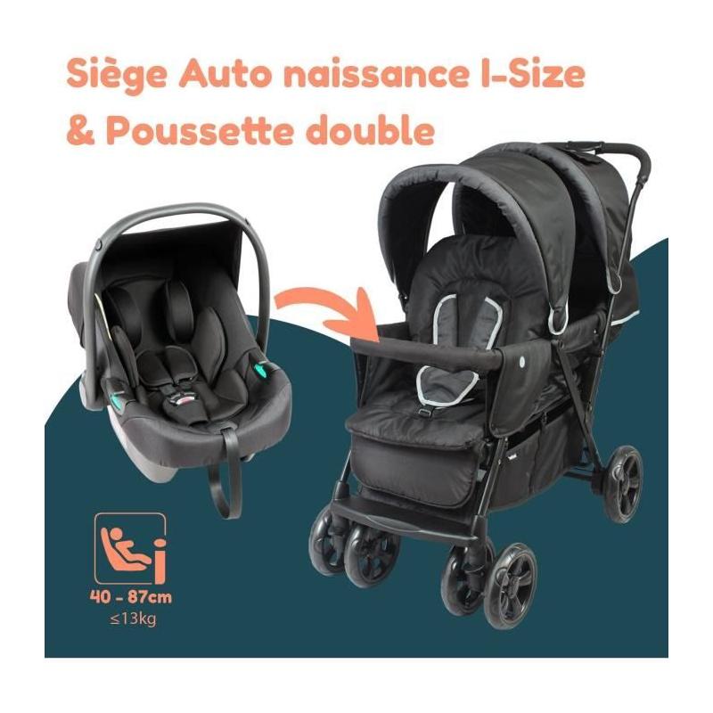Poussette double jumeaux BAMBISOL: Combiné Poussette + Siège Auto I-size