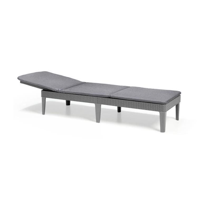Bain de soleil en résine imitation rotin tressé - Gris - Allibert by KETER