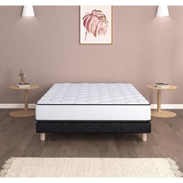 URBAN Collections PARIS Ensemble sommier et matelas 140 x 190cm - 798 Ressorts ensachés et mémoire de forme - 24 cm - Ferme