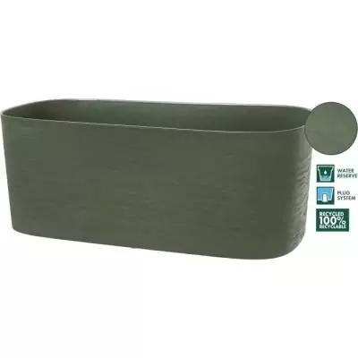 Jardinière + réserve eau - Respect de l'environnement - Vert de gris 50 x 17 cm