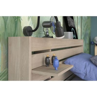 Lit enfant ESCALE 90x190/200 cm - Chene - Tete de lit + 2 tiroirs