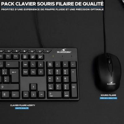 Pack Clavier Souris BLUESTORK MEDIA OFFICE - Filaire - Azerty - Noir