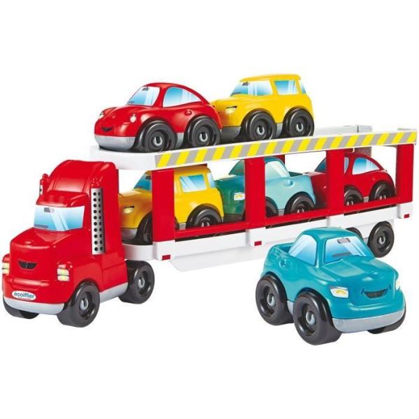 Camion porte-voitures ECOIFFIER - Abrick - Transporte 6 voitures sur 2 étages - Rouge - Des 18 mois