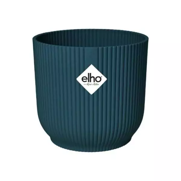 ELHO Pot de fleurs rond avec roues Vibes Fold - Ø 35 x H 32 cm - Intérieur - 100% recyclé - Bleu