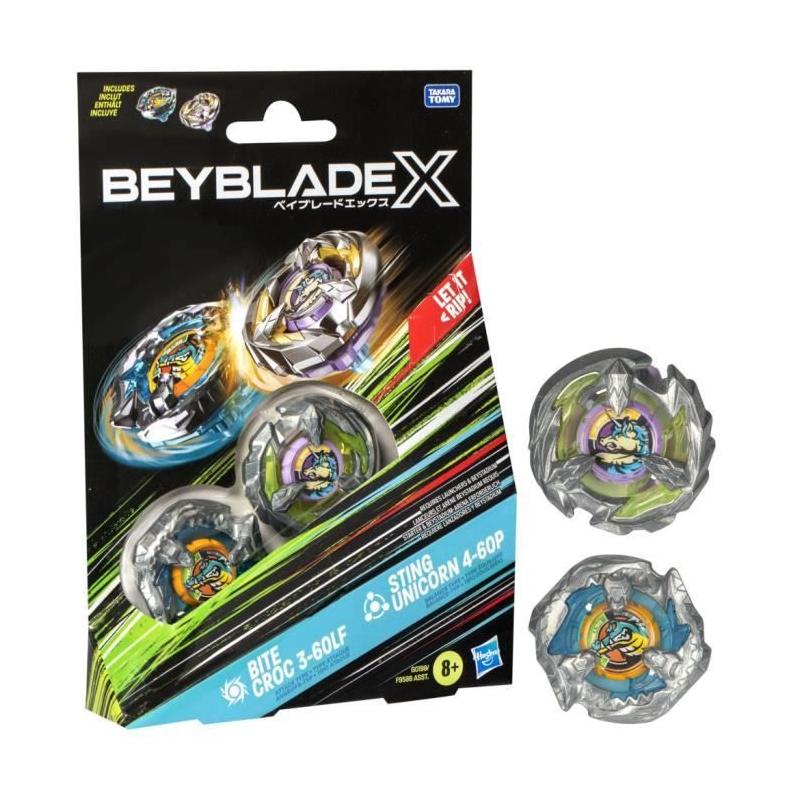 Pack Double Beyblade X Bite Croc et Sting Unicorn - Toupies Compétition