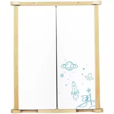 Tableau Triptyque Mural en Bois Naturel - JEUJURA - Ardoise Centrale et Volets Craie/Feutre
