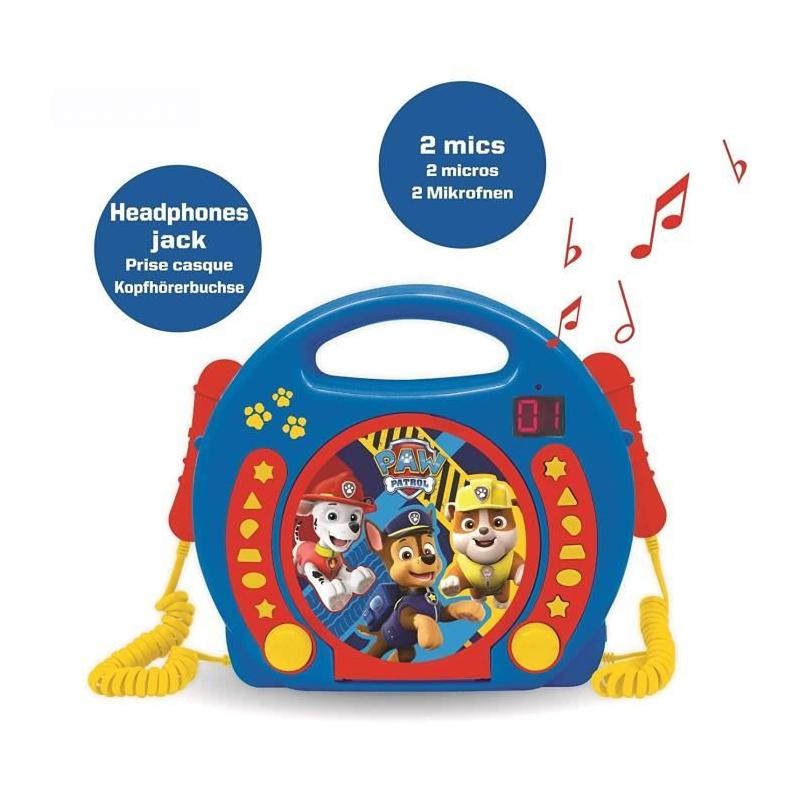 Lecteur CD karaoké enfant avec 2 micros - PAT' PATROUILLE