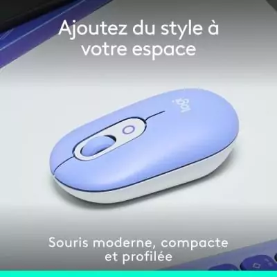 Souris sans fil Logitech Pop Mouse - Lilas - Compacte et colorée