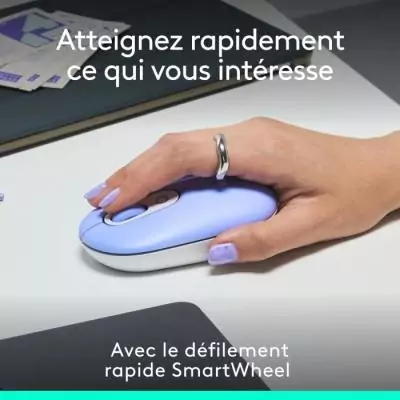Souris sans fil Logitech Pop Mouse - Lilas - Compacte et colorée
