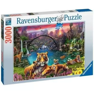 Puzzle 3000 pièces Tigres au lagon, un défi pour adultes!