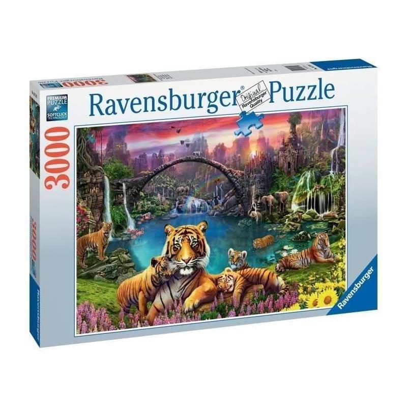 Puzzle 3000 pièces Tigres au lagon, un défi pour adultes!