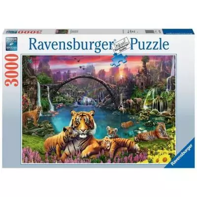 Puzzle 3000 pièces Tigres au lagon, un défi pour adultes!