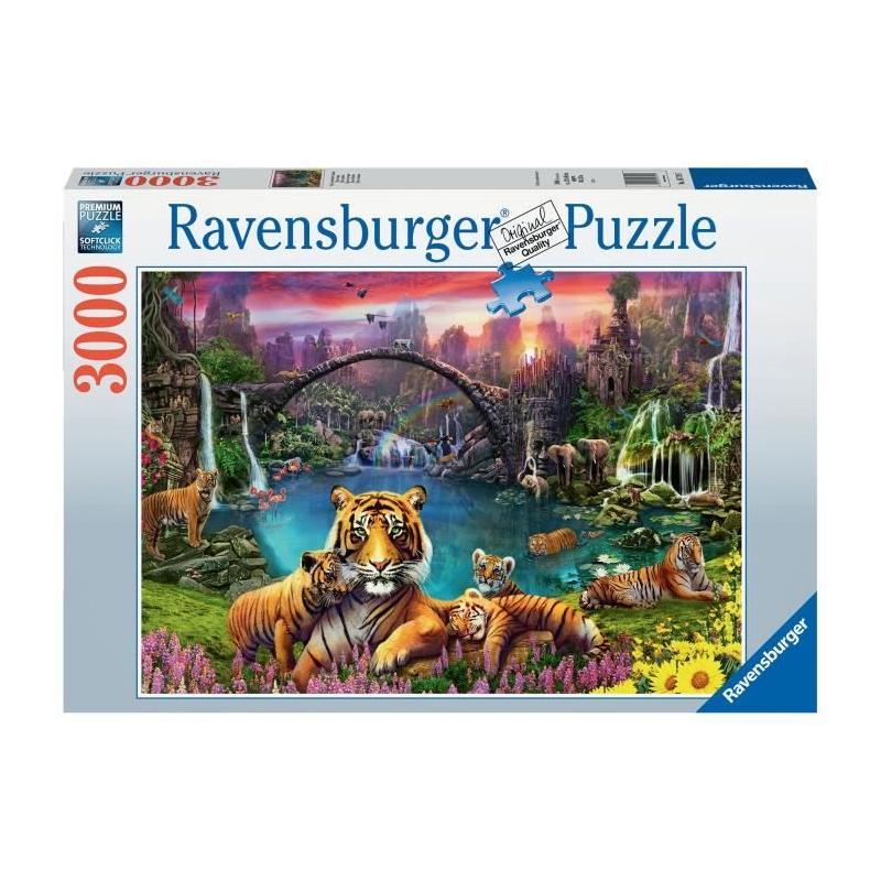 Puzzle 3000 pièces Tigres au lagon, un défi pour adultes!