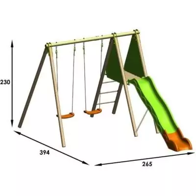 Station de jeux bois et métal Techwood ARROBA - Pour 4 enfants