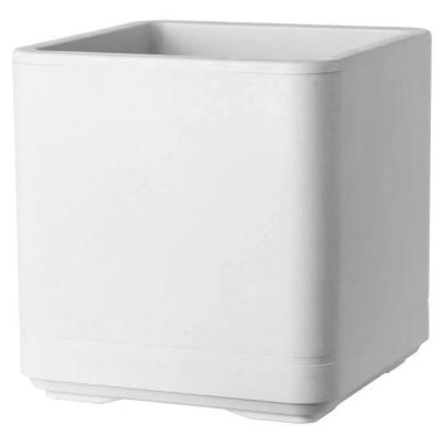 Pot de fleur Cube DEROMA Cosmo Perle 38 cm avec réserve d'eau et roulettes