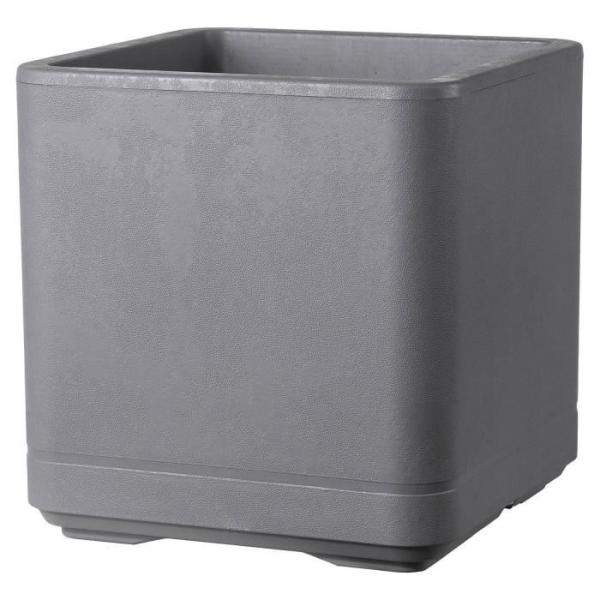 Pot de fleur Cube - DEROMA - Cosmo - Ashgrey - A réserve d'eau - Roulettes - 38 cm