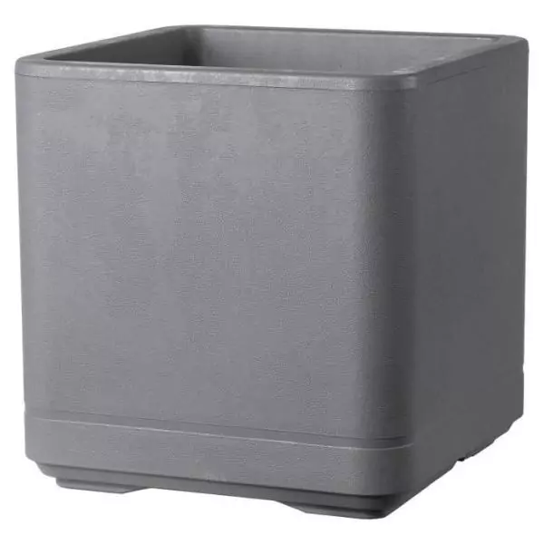 DEROMA Pot de fleurs Cube Cosmo - 38 x h39 cm - Ashgrey - A réserve d'eau - Roulettes