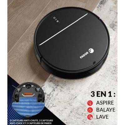 Aspirateur Robot FAGOR FGR200 - Connecté 3 en 1 - 80 min - 12 W - 600 ml
