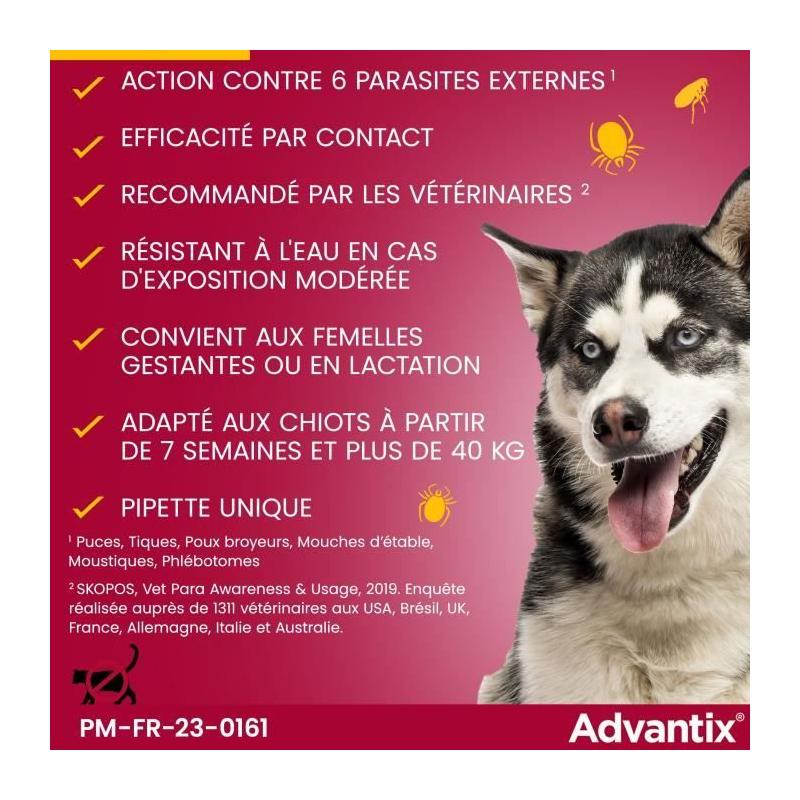 Advantix Chien 40-60kg: Solution Antiparasitaire 4 Pipettes