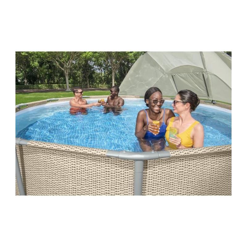 Auvent piscine ronde gris 305-549 cm - Pratique et élégant