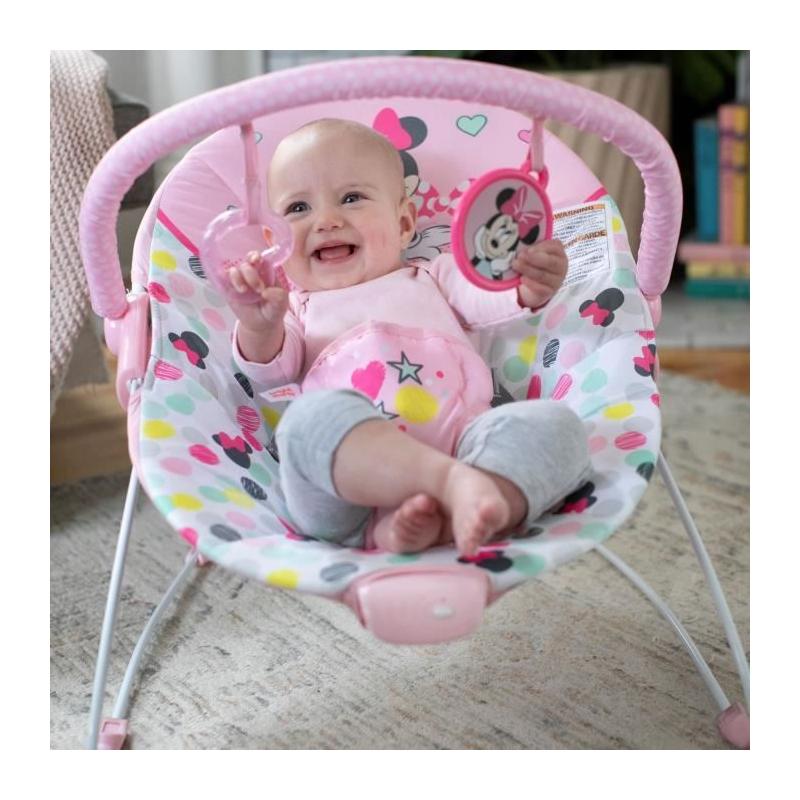 Transat bébé MINNIE Confettis avec jouets d'éveil - Vibrations apaisantes