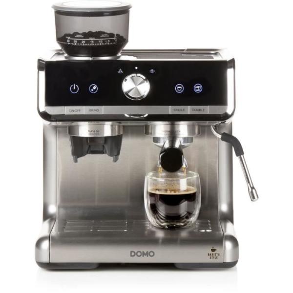 Machine a Espresso semi-professionnelle avec moulin - DOMO - DO720K - 1500 W - 15 bar - 1 ou 2 tasses - 30 réglages
