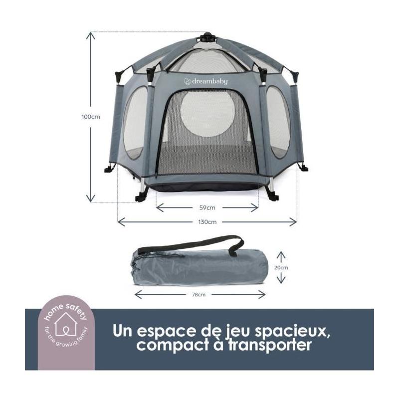 Parc Aventure Pop-Up Dreambaby - Tissu avec sac de transport - Protection UV - Ø 1,3 m