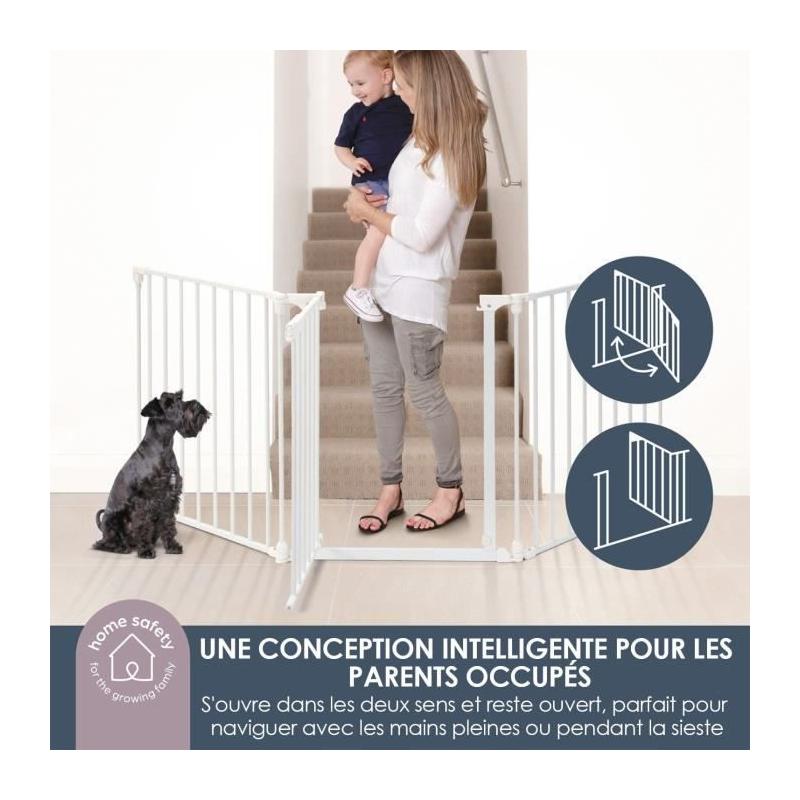 Barriere de sécurité enfant Discovery 3 - Blanc - 74,5 cm à 1,95 m