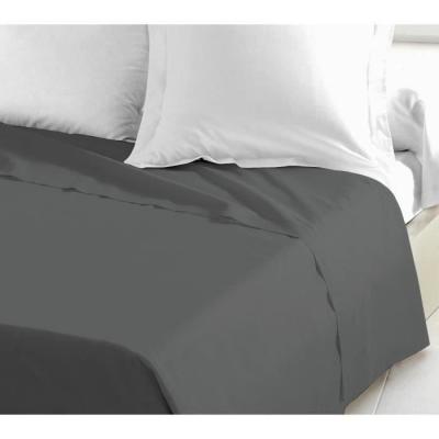 Drap Plat 100% coton 240x300 cm gris foncé - Confort et Élégance