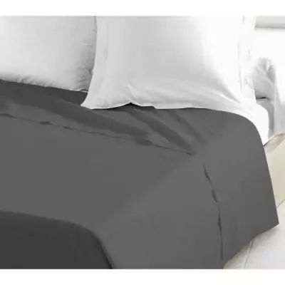 Drap Plat 100% coton 240x300 cm gris foncé - Confort et Élégance