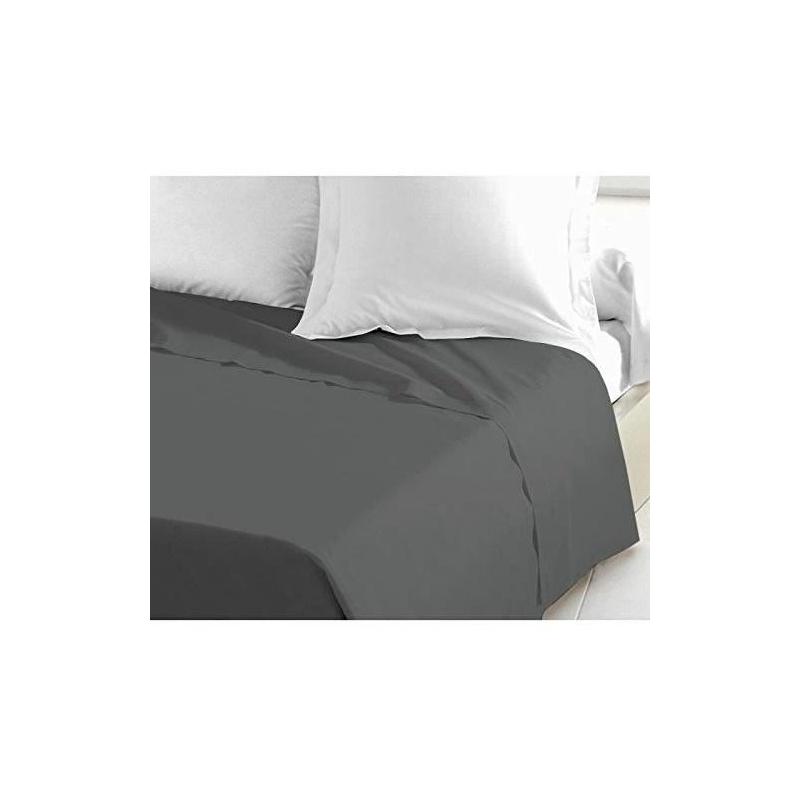 Drap Plat 100% coton 240x300 cm gris foncé - Confort et Élégance